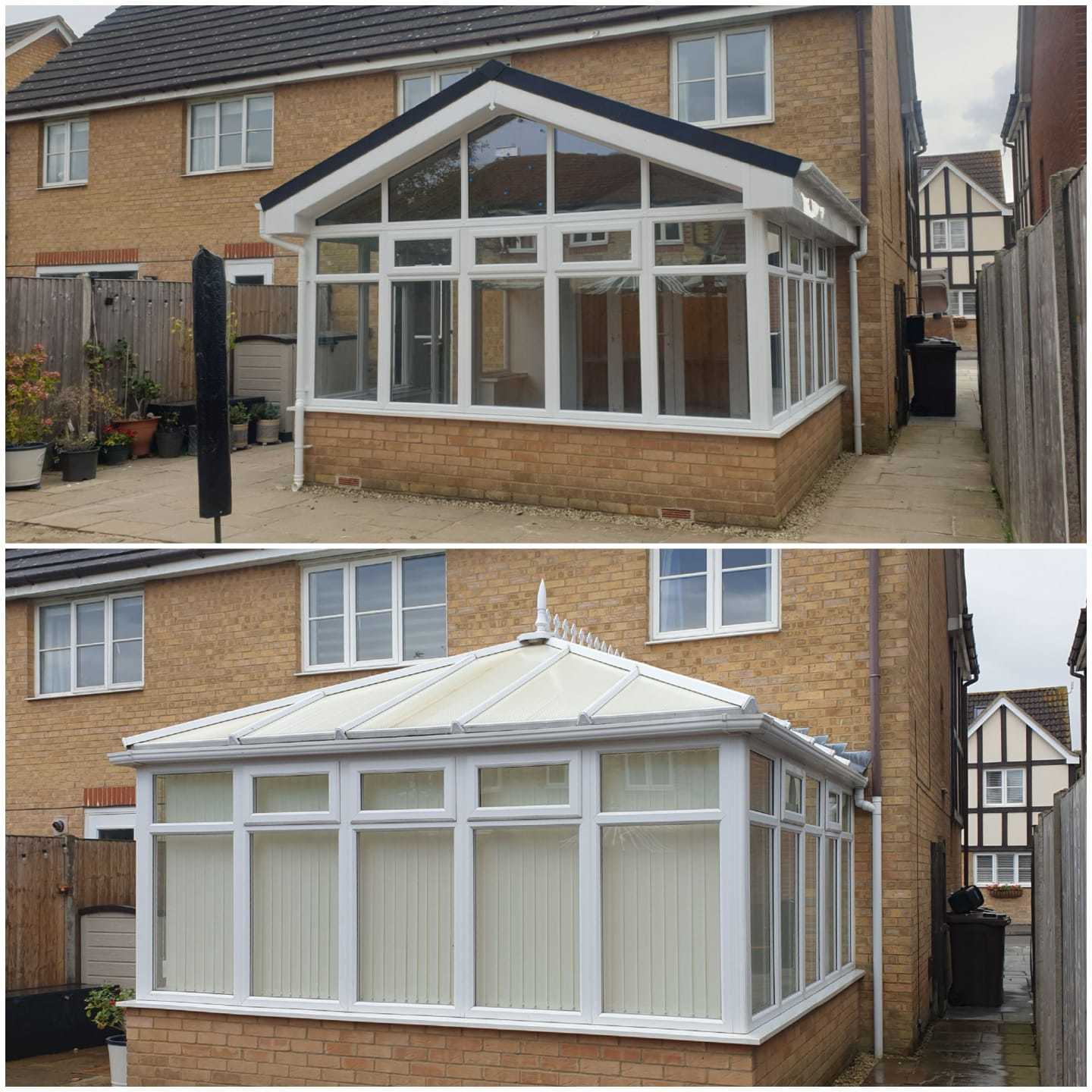 Warm Roof Replacement Before and After in Ashford